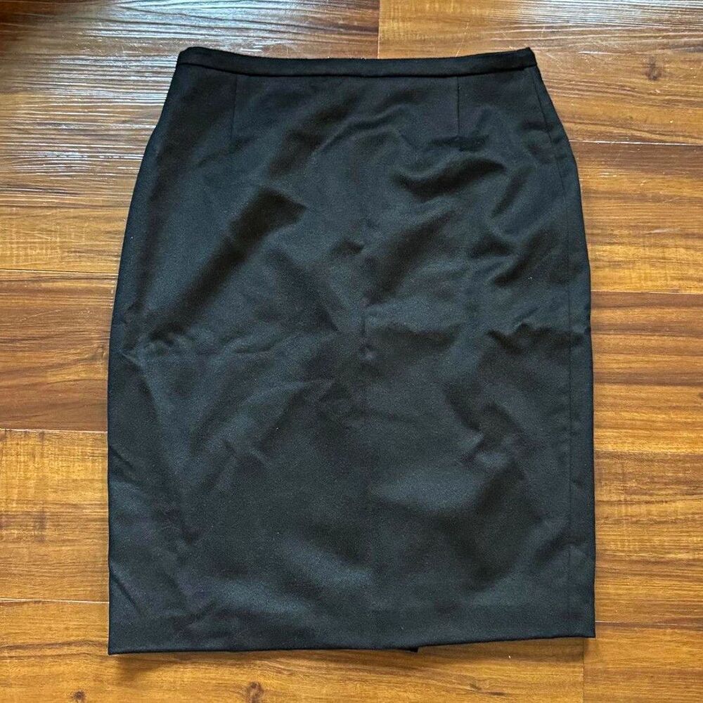 Max Mara Black Pencil Knee-Length Skirt Size 6 Camel Hair Blend Lined Zip
